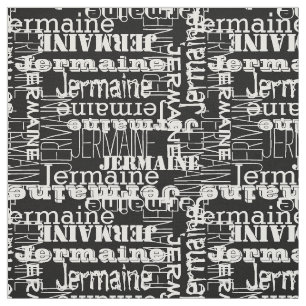 Weiß auf schwarzem modernem Namenscollagen-Dekor Stoff