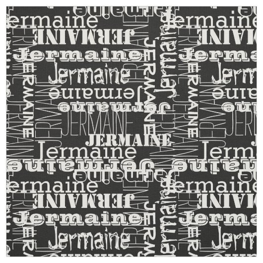 Weiß auf schwarzem modernem Namenscollagen-Dekor Stoff (Muster)