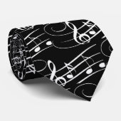 Weiß auf schwarzem Musiknoten Krawatte (Gerollt)
