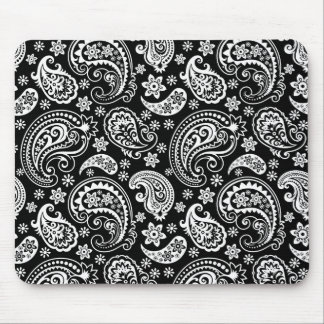 Weiß auf schwarzem retro-muster im Paisley-Design Mousepad