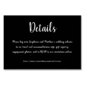 Weiß auf Schwarzen Details Anfahrtskarten Tischnummer (Vorderseite)