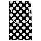 Weiß auf schwarzen großen Polka-Punkten Kleine Geschenktüte (Rückseite)