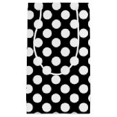 Weiß auf schwarzen großen Polka-Punkten Kleine Geschenktüte (Vorderseite)