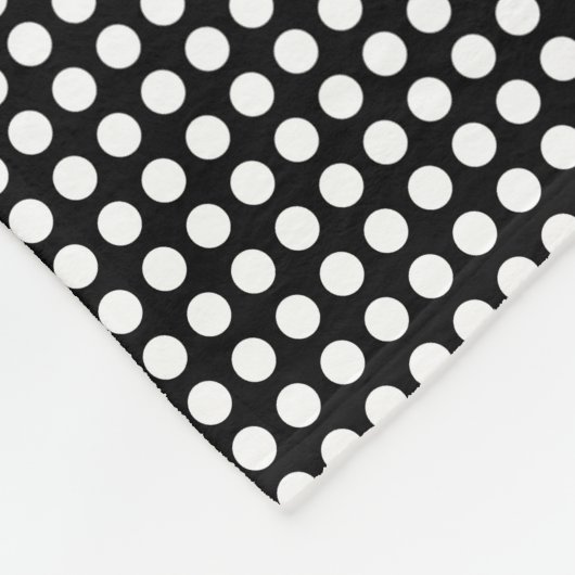 Weiß auf schwarzen kleinen horizontalen Polka-Punk Fleecedecke (Ecke)
