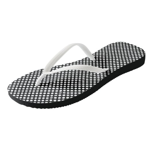 Weiß auf schwarzen kleinen Polka-Punkten Badesandalen (Schrägansicht)