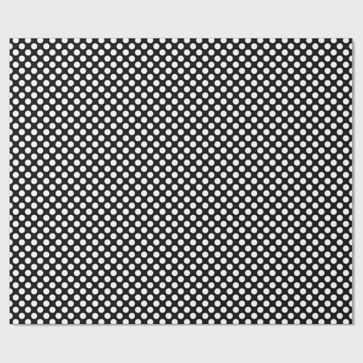 Weiß auf schwarzen kleinen Polka-Punkten Geschenkpapier (Flach)