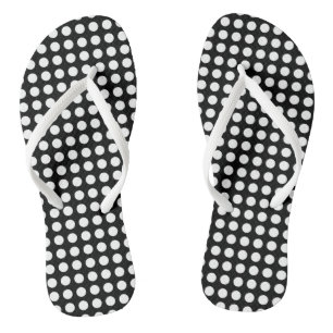 Weiß auf schwarzen mittelgroßen horizontalen Polka Badesandalen