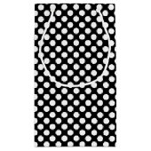 Weiß auf schwarzen mittelgroßen Polka-Punkten Kleine Geschenktüte (Rückseite)