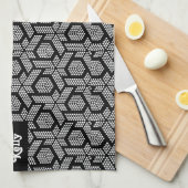 Weiß auf schwarzen Punkten geometrisches Muster Geschirrtuch (Viertel Falte)