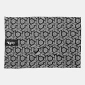 Weiß auf schwarzen Punkten geometrisches Muster Geschirrtuch (Horizontal)