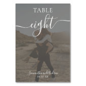 Weiß auf schwarzen Skriptnamen Fotos Hochzeit Tischnummer (Vorderseite)