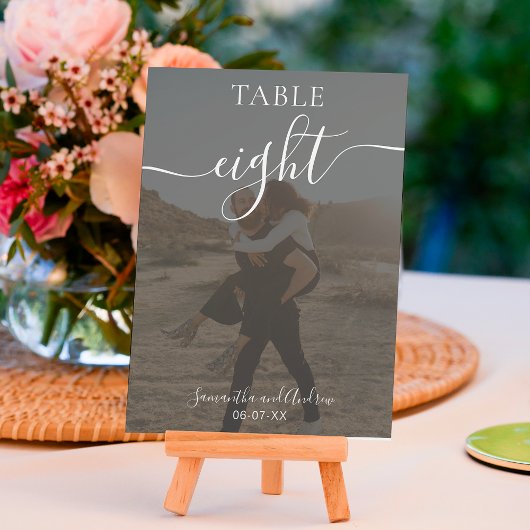 Weiß auf schwarzen Skriptnamen Fotos Hochzeit Tischnummer