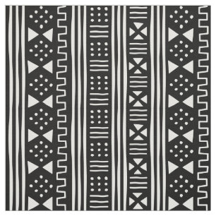 Weiß auf schwarzer Afrikaner MudCloth inspirierte Stoff