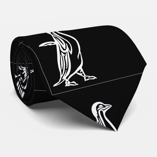 Weiß auf schwarzer Pinguin-Linie Kunst Krawatte (Gerollt)