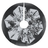 Weiß auf schwarzer Schneeflocke Polyester Weihnachtsbaumdecke (Vorderseite)