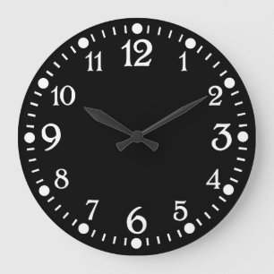 Weiß auf schwarzer Vintager Große Wanduhr
