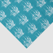 Weiß auf türkisfarbenem Windseegelmuster Seidenpapier (Ausschnitt)