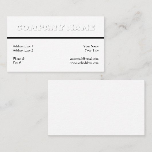 Weiß auf Weiß, Beruflich adaptierbar Visitenkarte (Vorne/Hinten)