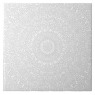 Weiß auf Weiß geometrisches Mandala-Muster Fliese