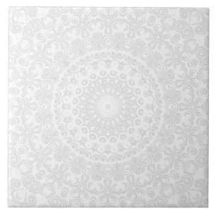 Weiß auf Weiß Minimal Mandala Muster Fliese