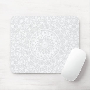 Weiß auf Weiß Minimal Mandala Muster Mousepad
