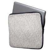 Weiß auf weißem Blumenmuster Laptopschutzhülle (Vorderseite Links)