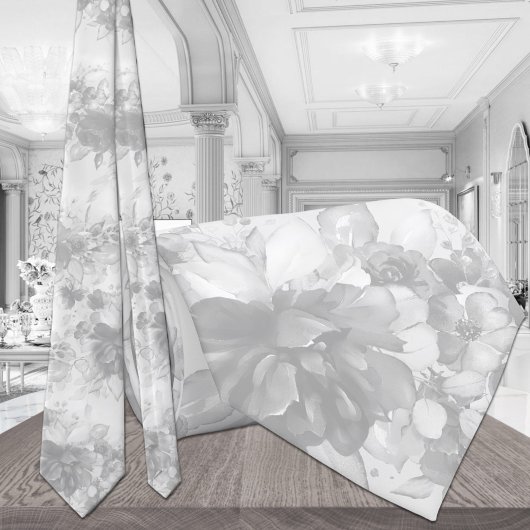 Weiß auf weißem Kaskadengewächse Blassgraue Hochze Krawatte