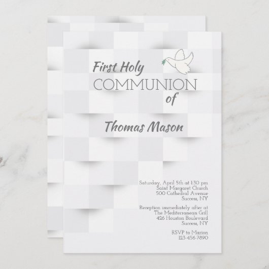 Weiß auf weißer religiöser Einladung (Vorne/Hinten)