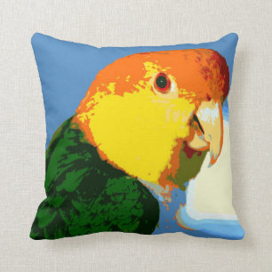 Weiß aufgeblähter Caique-Papagei Kissen