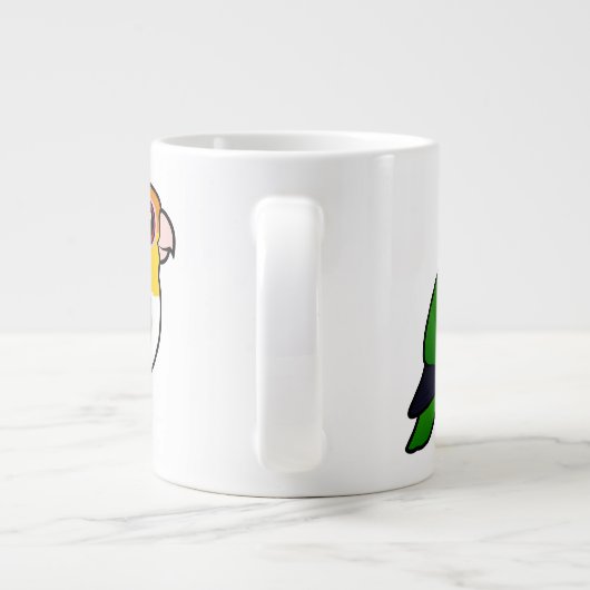 Weiß-aufgeblähter Papagei Jumbo-Tasse (Rückseite)