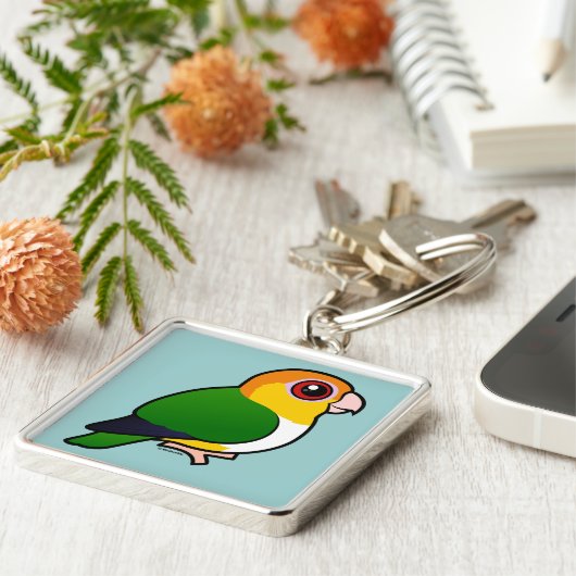 Weiß-aufgeblähter Papagei Schlüsselanhänger (Seite)