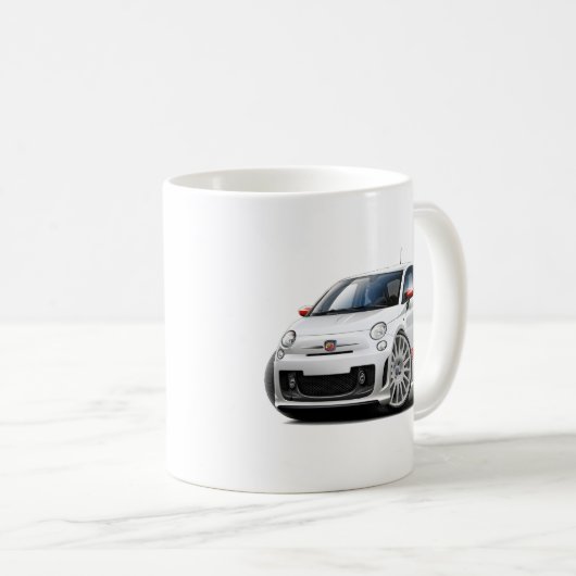 Weiß-Auto Fiats 500 Abarth Kaffeetasse (VorderseiteRechts)