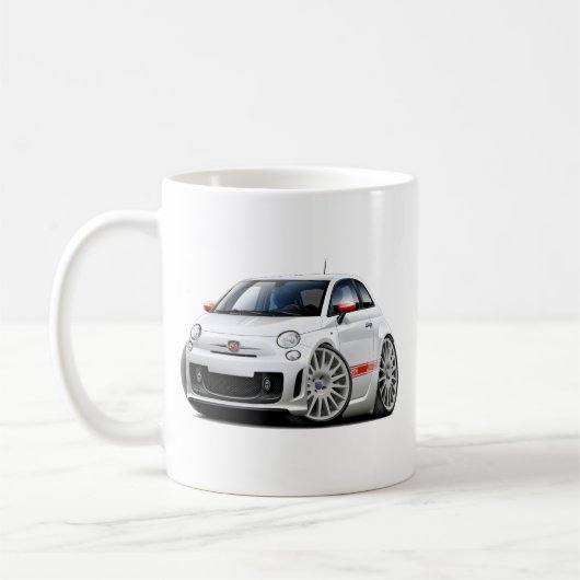 Weiß-Auto Fiats 500 Abarth Kaffeetasse (Links)