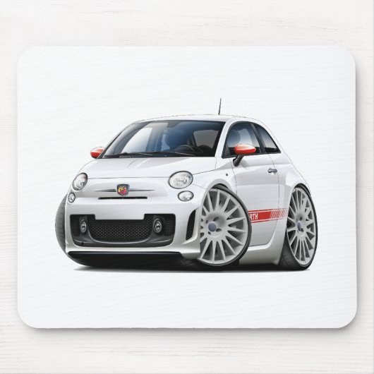 Weiß-Auto Fiats 500 Abarth Mousepad (Vorne)