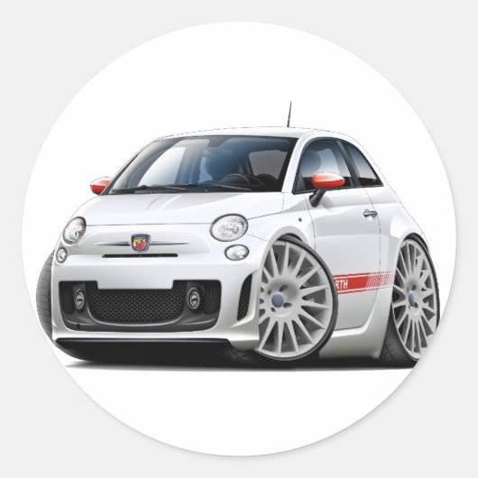 Weiß-Auto Fiats 500 Abarth Runder Aufkleber (Vorderseite)