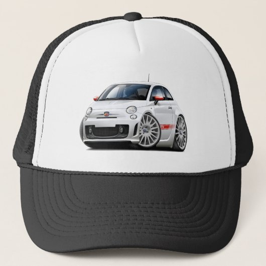 Weiß-Auto Fiats 500 Abarth Truckerkappe (Vorderseite)