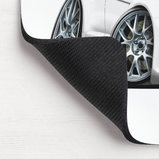 Weiß-Auto Mitsubishis Evo Mousepad (Ecke)