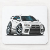 Weiß-Auto Mitsubishis Evo Mousepad (Vorne)