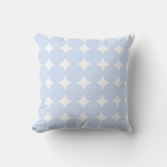 Weiß & Baby Blue Pastel Circle Pattern Kissen (Vorderseite)