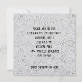 Weiß bearbeitete lederne und schwarze einladung (Rückseite)