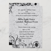 Weiß bearbeitete lederne und schwarze einladung (Vorne/Hinten)