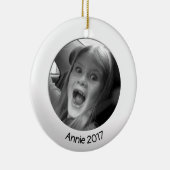 Weiß, beidseitig, 2 x benutzerdefiniertes Foto und Keramik Ornament (Rechts)