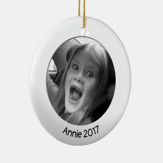 Weiß, beidseitig, 2 x benutzerdefiniertes Foto und Keramik Ornament (Rechts)