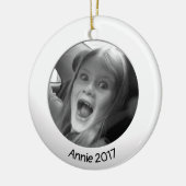 Weiß, beidseitig, 2 x benutzerdefiniertes Foto und Keramik Ornament (Links)