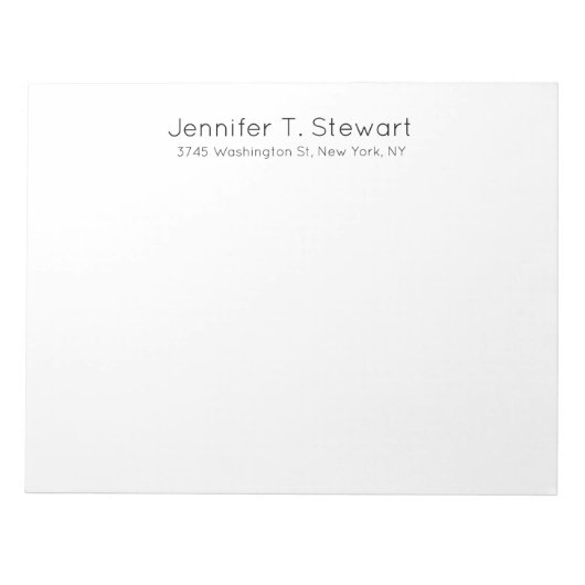 Weiß Beruflich Elegant Simple Notizblock (Vorderseite)