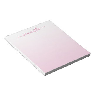 Weiss bis blassrosa Farbverlauf Girly-Signatur Notizblock