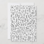 Weiß | Black Floral Engagement Party Einladung (Rückseite)