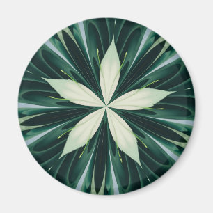 Weiß-Blätter in einem grünen Waldkaleidoskop Magnet