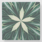 Weiß-Blätter in einem grünen Waldkaleidoskop Steinuntersetzer (Vorderseite)