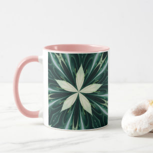 Weiß-Blätter in einem grünen Waldkaleidoskop Tasse